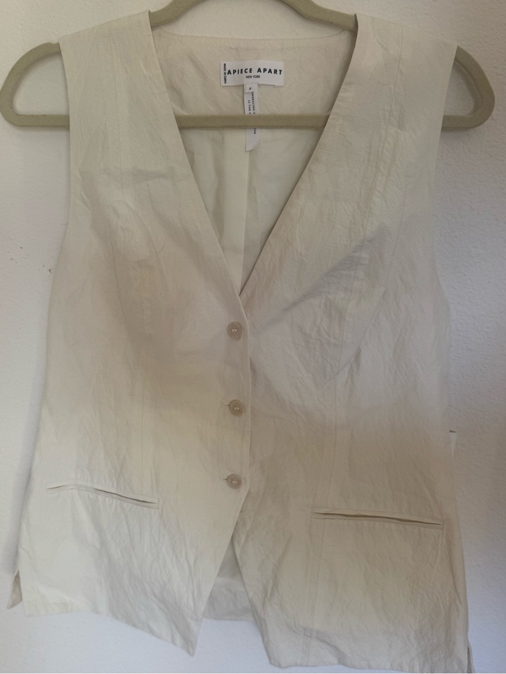 Apiece apart Helena c neck Vest cream size 8